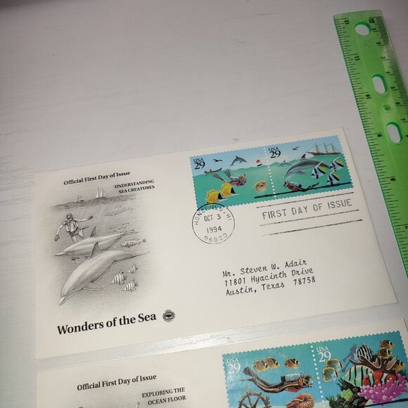 Set 2 FDC Wonders of the Sea Marine Life Fauna Nature USA 1992 Vintage Covers - Picture 4 of 6